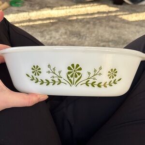 Classic White and Green Floral Cookware Dish